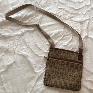 Michael Kors Leather and Cloth Crossbody Purse